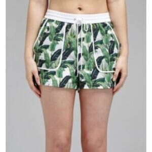 Rebecca Minkoff Valencia Shorts Green Tropical Palm Frond Size XS